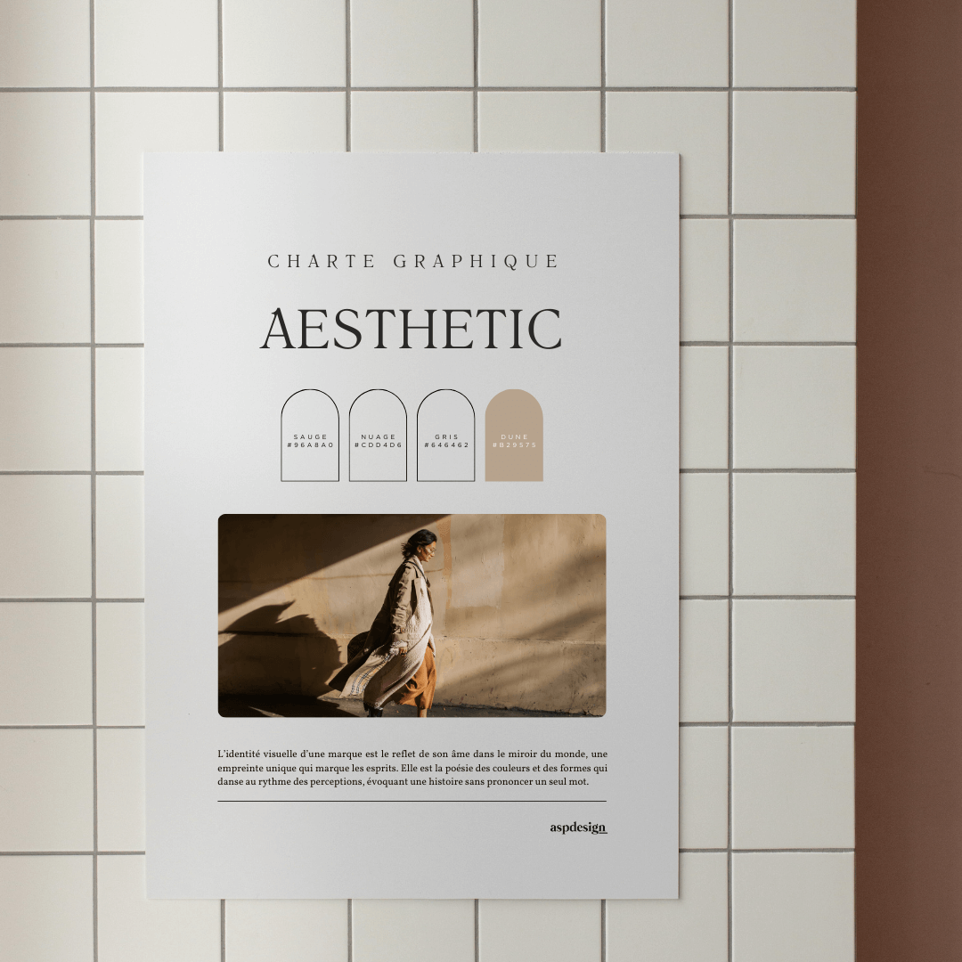 Charte graphique d'une marque de mode sur un format papier